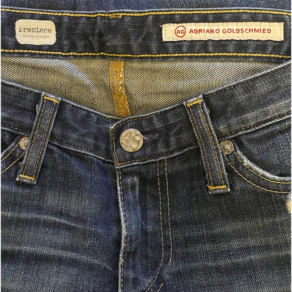 A.G. Sz:25 Distressed Skinny Straight Blue Jeans - Picture 3 of 7